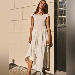 Free People Ceci Smocked White Dress
